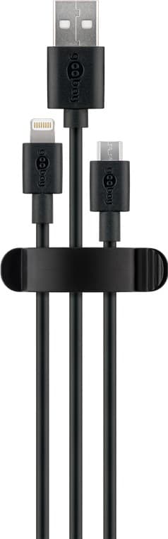 Clip de gestion des câbles Goobay 3 emplacements, noir - lot de 3 pour organiser et fixer; amovible