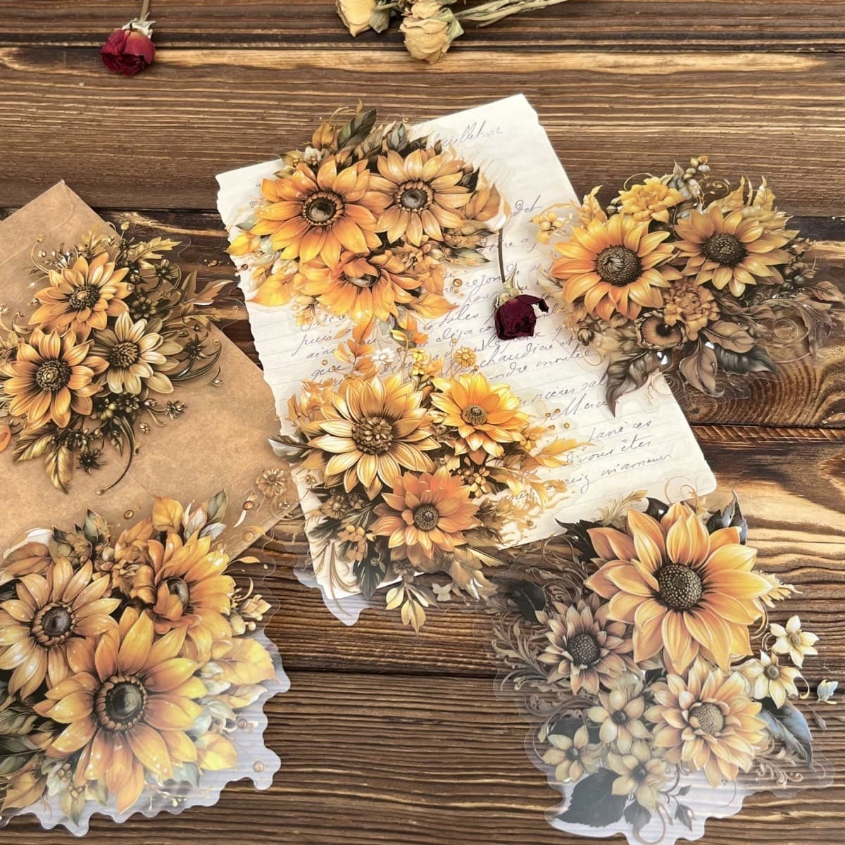 10 Pièces Autocollants Pour Animaux De Compagnie Vintage, Étanches, Autocollants Floraux De Grande Taille Pour La Décoration, Le Scrapbooking Et