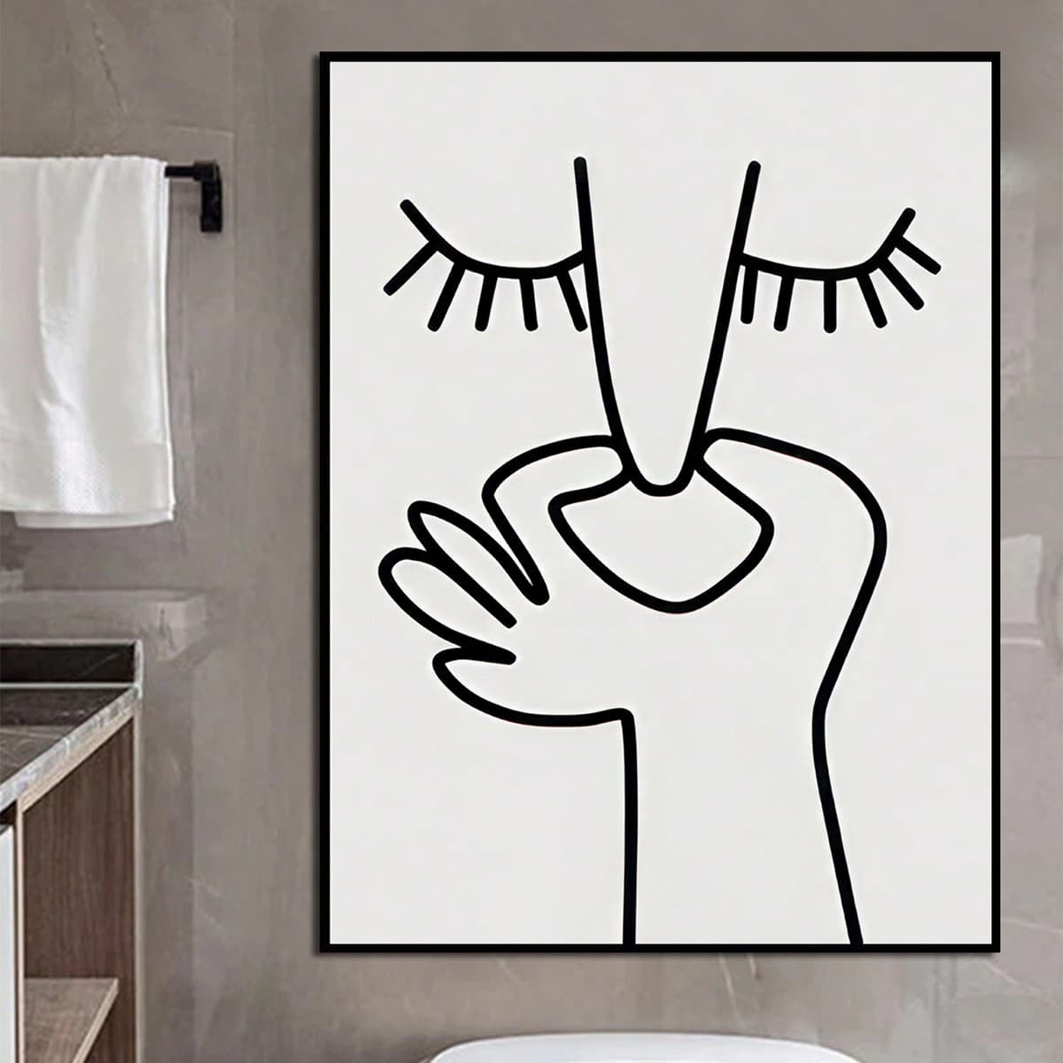 Un poster d"art moderne de citation de typographie, un poster de motif de pincement de nez, décoration de chambre, salle de bains, WC, couloir,