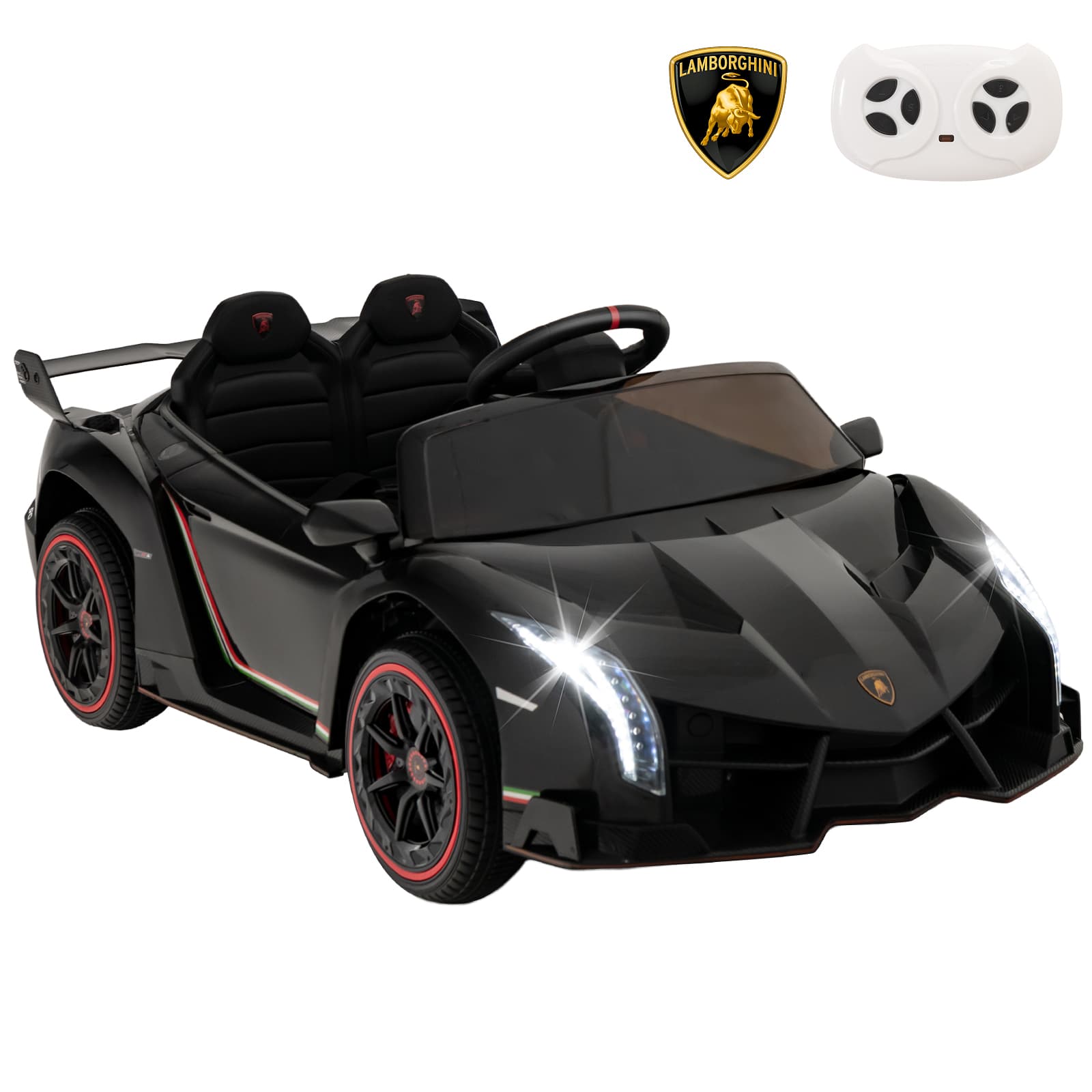Costway12V Lamborghini Voiture Electrique Enfants avec Télécommande 2,4G Véhicule Electrique avec Lumières LED & Musique Charge 30kg pour 3-8 Ans